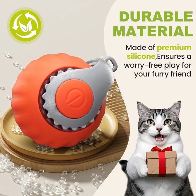 Alt view image 4 of 7 - 2 Pack Interactive Cat Toy Balls for Indoor Cats, Speedy Tail 3.0 | Cat Toy Two Speed Smart Automatic Activate Cat Toy Moving Ball with Tail for Bored Indoor Adult Cats (Orange + Blue)