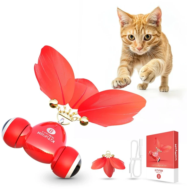 Main image of Kitifish Automatic Cat Toys for Indoor Cats, Interactive Cat Feather Toys with Feather and Bell, Smart Electric Moving Kitty Toy, kitifish Toys, Stiulate Hunting Instinct for Your Kitty