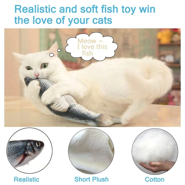 Alt view image 4 of 6 - Remote Control Cat Toy - Interactive Catnip Toys for Indoor Cats | 11" Realistic Electric Flopping Fish Kiten Kicker Toy, Automatic Moving Floppy Fish for Bored Kitten and Small Dogs