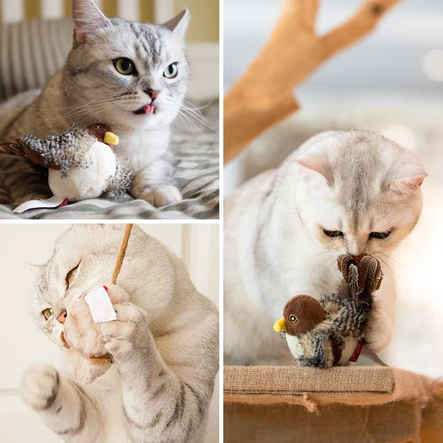 Alt view image 6 of 7 - Automatic Cat Toys Pack, Interactive Electronic Squeaky Animals Bird and Mouse, Plush Toys for Cats to Play Alone, 2 Pcs