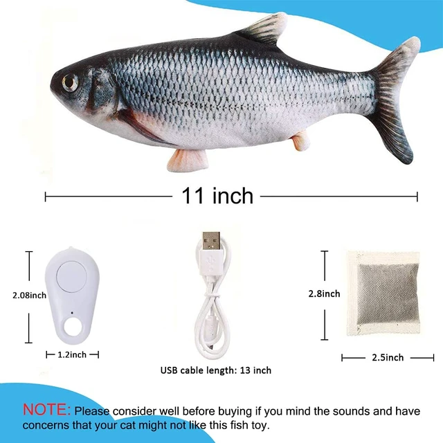 Alt view image 6 of 6 - Remote Control Cat Toy - Interactive Catnip Toys for Indoor Cats | 11" Realistic Electric Flopping Fish Kiten Kicker Toy, Automatic Moving Floppy Fish for Bored Kitten and Small Dogs