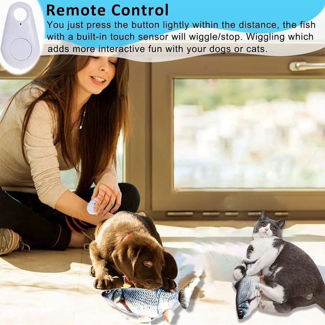 Alt view image 2 of 6 - Remote Control Cat Toy - Interactive Catnip Toys for Indoor Cats | 11" Realistic Electric Flopping Fish Kiten Kicker Toy, Automatic Moving Floppy Fish for Bored Kitten and Small Dogs