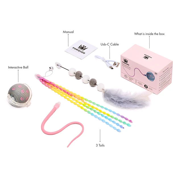 Alt view image 2 of 7 - Interactive Cat Toys for Indoor Cats | Premium Quality with 3 Detachable Tails | Automatic Speed Modes with Real-Motion Movement | Rechargeable | Fun for Bored Adult Cats and Kittens
