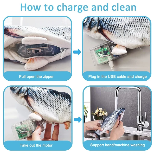 Alt view image 5 of 6 - Remote Control Cat Toy - Interactive Catnip Toys for Indoor Cats | 11" Realistic Electric Flopping Fish Kiten Kicker Toy, Automatic Moving Floppy Fish for Bored Kitten and Small Dogs