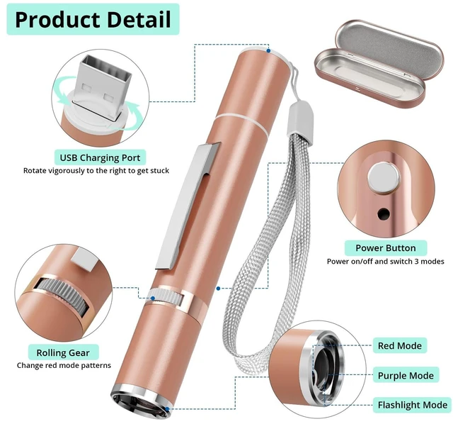 Alt view image 6 of 7 - Cat Toy, with Metal Case, 2 Pieces, 7 Adjustable Pattern(Rose Gold) | Rechargeable, Cat Fun Playing Exercise Interactive Kitten Pet Dog Chase Light