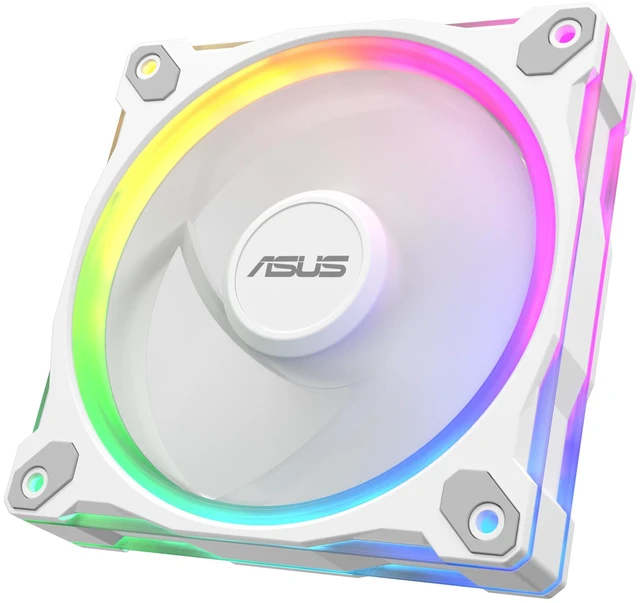 Main image of Prime MR120 ARGB Reverse Fan White Single Pack, 28mm Extra-Thick Frame, Quiet, high-Performance Cooling with PWM, 20 ARGB LEDs with Dual-Sided Frame Lighting, Aura Sync, 2 Year Warranty