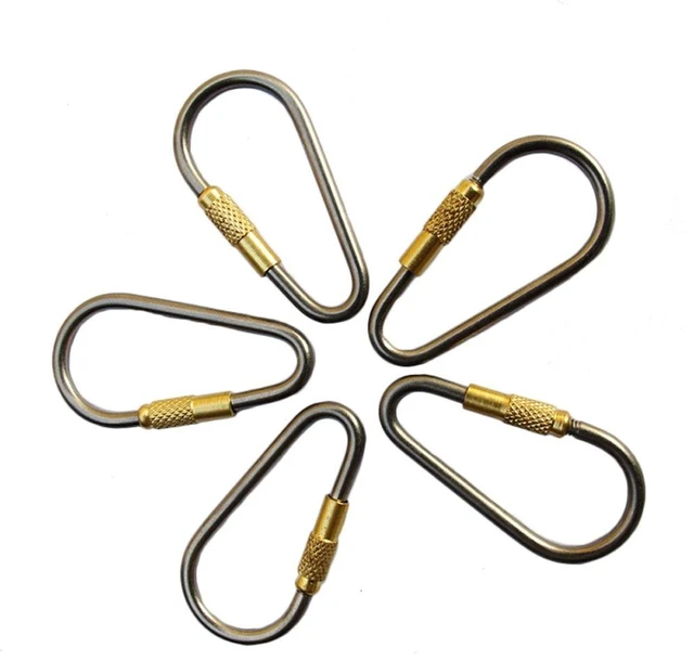 Main image of 5pcs MINI Titanium Locking Carabiner, Perfect D-Ring for Outdoor and Indoor Use