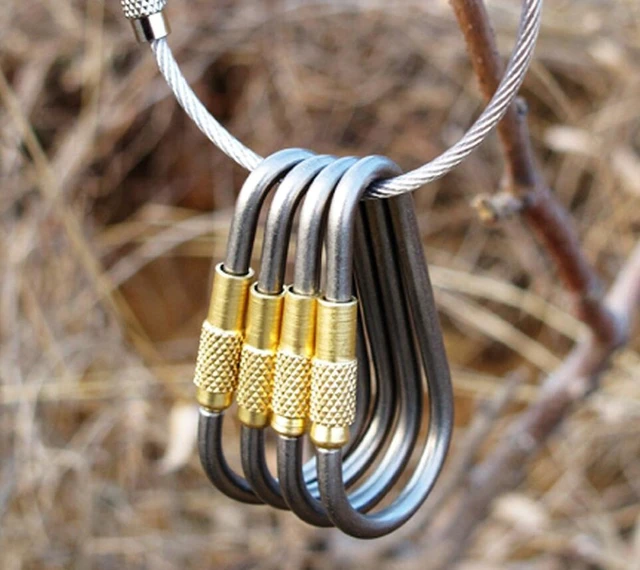 Alt view image 5 of 7 - 5pcs MINI Titanium Locking Carabiner, Perfect D-Ring for Outdoor and Indoor Use