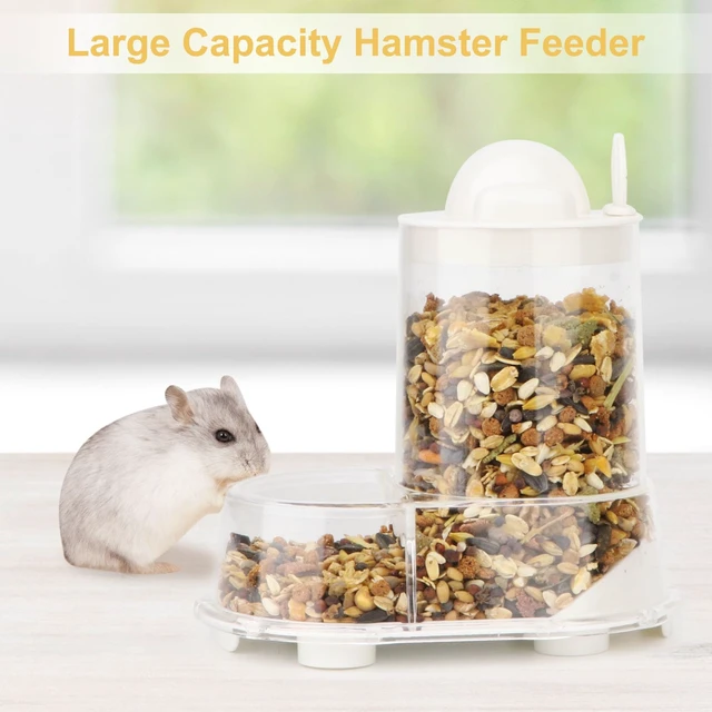 Alt view image 3 of 7 - Hamster Feeder Food Bowl Automatic Dispenser for Gerbils Rats Mice | Large capacity saves daily refills, clear bowl for quick food check, stable anti-tip base, includes scoop, for small pets