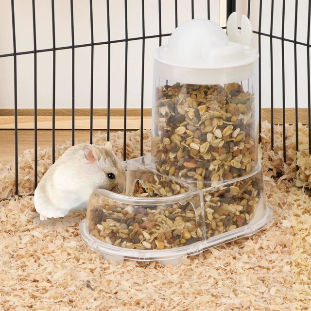 Alt view image 6 of 7 - Hamster Feeder Food Bowl Automatic Dispenser for Gerbils Rats Mice | Large capacity saves daily refills, clear bowl for quick food check, stable anti-tip base, includes scoop, for small pets