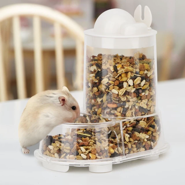 Alt view image 5 of 7 - Hamster Feeder Food Bowl Automatic Dispenser for Gerbils Rats Mice | Large capacity saves daily refills, clear bowl for quick food check, stable anti-tip base, includes scoop, for small pets