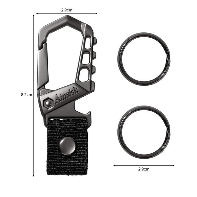 Alt view image 2 of 6 - key chain bottle opener carabiner clip key rings.(black) | Heavy duty bottle opener function car keychains,versatile metal carabiner clip and 2 key rings suitable for men and women