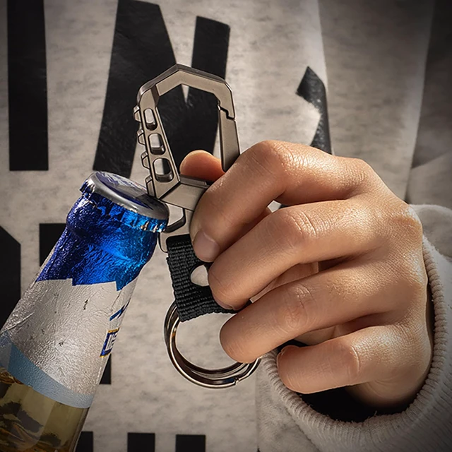 Alt view image 4 of 6 - key chain bottle opener carabiner clip key rings.(black) | Heavy duty bottle opener function car keychains,versatile metal carabiner clip and 2 key rings suitable for men and women