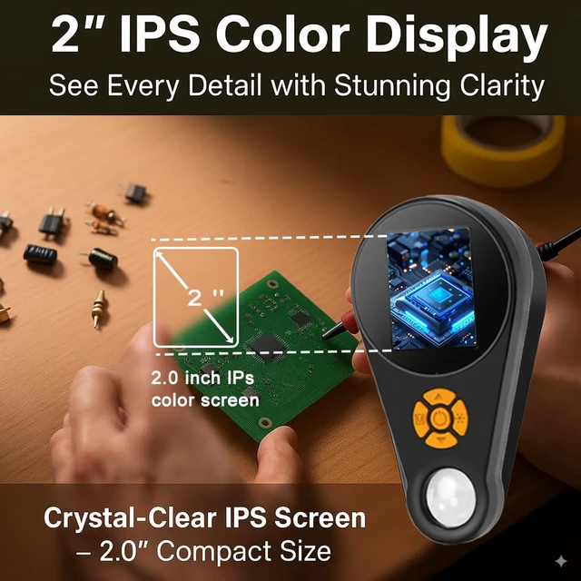 Alt view image 3 of 7 - Magnifying Glass with Light Digital Microscope Handheld 2.0 inch IPS Color Screen,Portable Digital Magnifying Glass 500x,Marco Microscopes,uilt-in 8LED Lights,USB Compatible with PC Windows, Mac OS