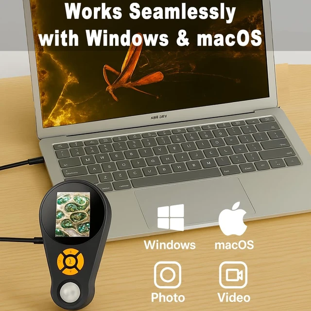 Alt view image 5 of 7 - Magnifying Glass with Light Digital Microscope Handheld 2.0 inch IPS Color Screen,Portable Digital Magnifying Glass 500x,Marco Microscopes,uilt-in 8LED Lights,USB Compatible with PC Windows, Mac OS