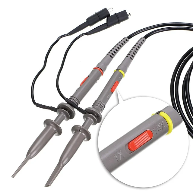 Alt view image 6 of 7 - 2Pcs 100 MHz 300V DC High Sensitivity Oscilloscope Clip Probes | Oscilloscope Probe 1:1 and 1:1 Switchable with Mini Alligator Clip and Ground Lead