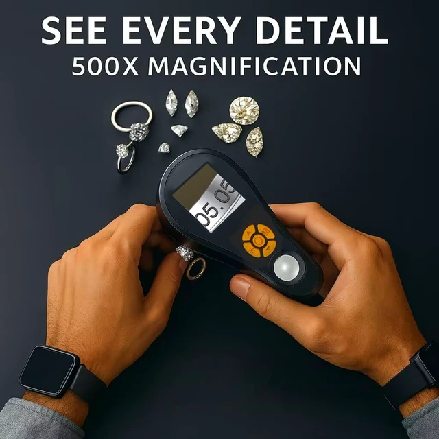 Alt view image 2 of 7 - Magnifying Glass with Light Digital Microscope Handheld 2.0 inch IPS Color Screen,Portable Digital Magnifying Glass 500x,Marco Microscopes,uilt-in 8LED Lights,USB Compatible with PC Windows, Mac OS