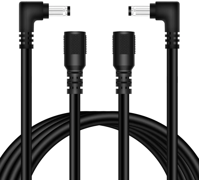 Main image of 18AWG 2-Pack DC Power Extension Cable, 5.5mm x 2.1mm Right Angle Male to Female Barrel Plug Jack Power Supply Adapter 5.5x2.1mm Extension Cord for CCTV Surveillance Security Camera LED Strip, 10FT