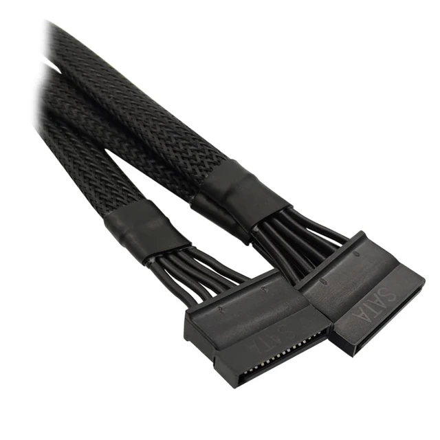 Alt view image 3 of 6 - SATA Power Cable for Seasonic Antec PSUs, 6 Pin to 3X 15 Pin SATA Hard Drive Power Adapter Splitter Sleeved for BTC Mining Riser Card 20-in(50cm)