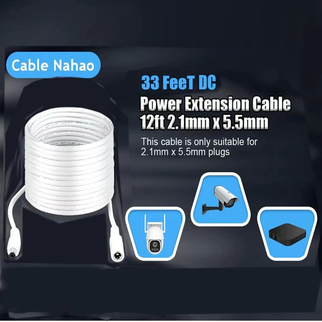 Alt view image 2 of 5 - 33FT DC Power Extension Cable, 5.5mm x 2.1mm Extension Cord Compatible with DC 5V 12V 24V for CCTV Security Camera IP Camera Standalone DVR, LED Strip String Light Car-Male to Female