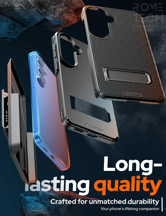 Alt view image 5 of 7 - Designed for Samsung Galaxy S26 Case with Belt Clip Holster | Rugged Cover with Strong Magnet & Kickstand Heavy Duty Combo - Black