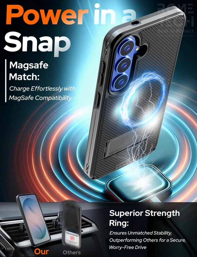 Alt view image 6 of 7 - Designed for Samsung Galaxy S26 Case with Belt Clip Holster | Rugged Cover with Strong Magnet & Kickstand Heavy Duty Combo - Black