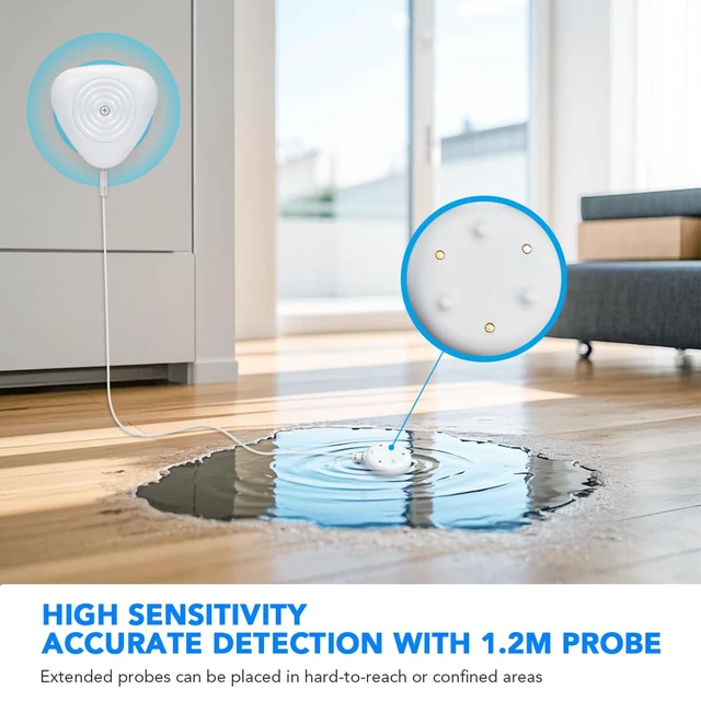 Alt view image 2 of 7 - Zigbee Water Sensor, Smart Water Leak Detector for Home, Requires Zigbee Hub, Compatible with SmartThings and Home Assistant (ZHA & Z2M)