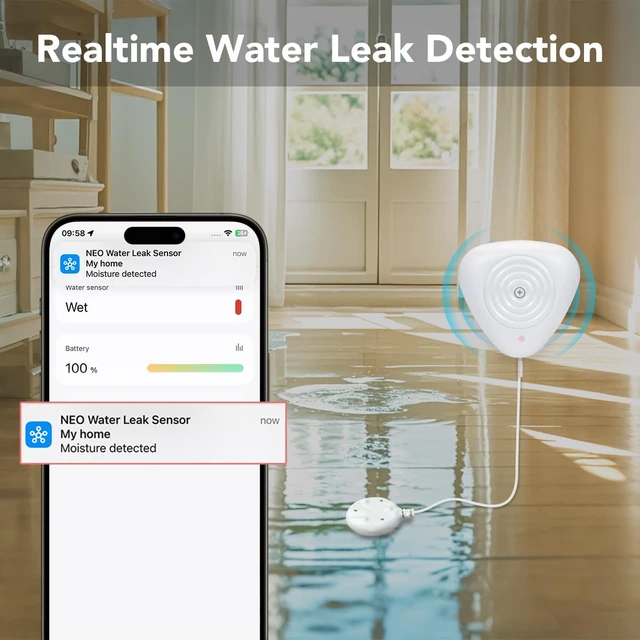 Alt view image 3 of 7 - Zigbee Water Sensor, Smart Water Leak Detector for Home, Requires Zigbee Hub, Compatible with SmartThings and Home Assistant (ZHA & Z2M)