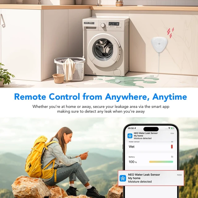 Alt view image 4 of 7 - Zigbee Water Sensor, Smart Water Leak Detector for Home, Requires Zigbee Hub, Compatible with SmartThings and Home Assistant (ZHA & Z2M)
