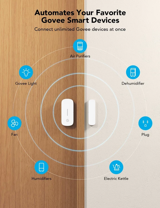 Alt view image 4 of 7 - Door Window Smart Sensor H5123, Group Control Multiple Devices | 180ft Bluetooth Range, Wireless Mini Contact Sensor for Smart Home Automation, Supports Most GoveeLife Products