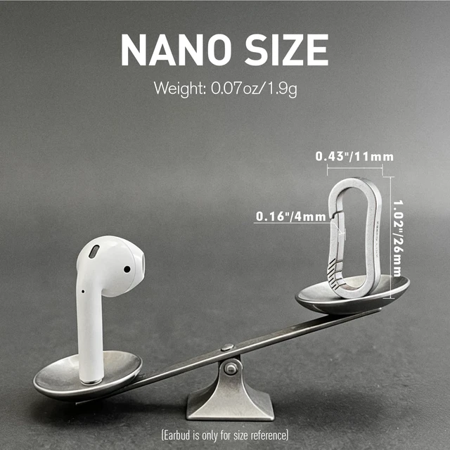 Alt view image 2 of 7 - Mini Titanium Carabiner Clip Snap Hook, 2 pcs, OLL03 | Black, Small Keychain Holder, Quick Release, Link Connector, for Bird Feeders, Dog Tag, Wind Chime, EDC Tool, Flashlight