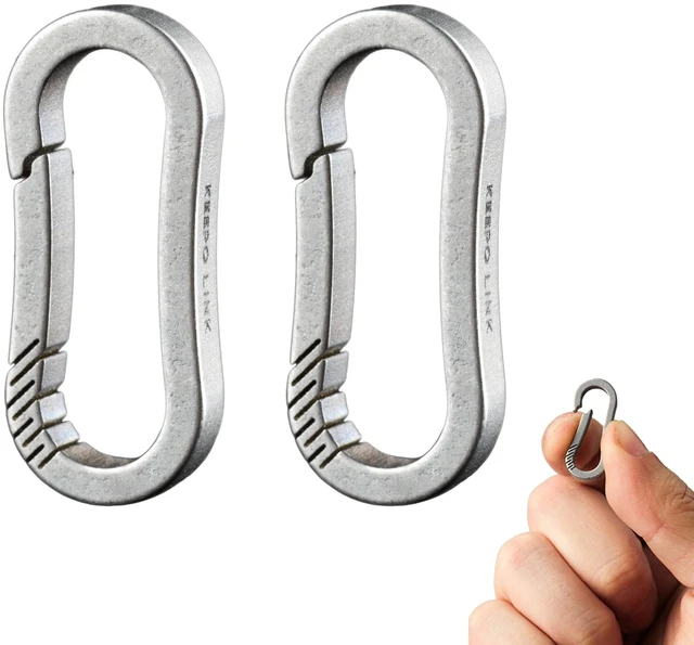 Main image of Mini Titanium Carabiner Clip Snap Hook, 2 pcs, OLL03 | Black, Small Keychain Holder, Quick Release, Link Connector, for Bird Feeders, Dog Tag, Wind Chime, EDC Tool, Flashlight