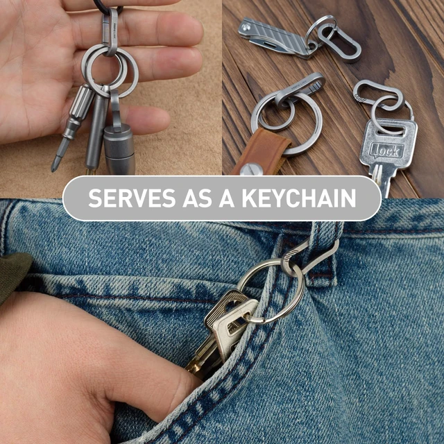 Alt view image 5 of 7 - Mini Titanium Carabiner Clip Snap Hook, 2 pcs, OLL03 | Black, Small Keychain Holder, Quick Release, Link Connector, for Bird Feeders, Dog Tag, Wind Chime, EDC Tool, Flashlight