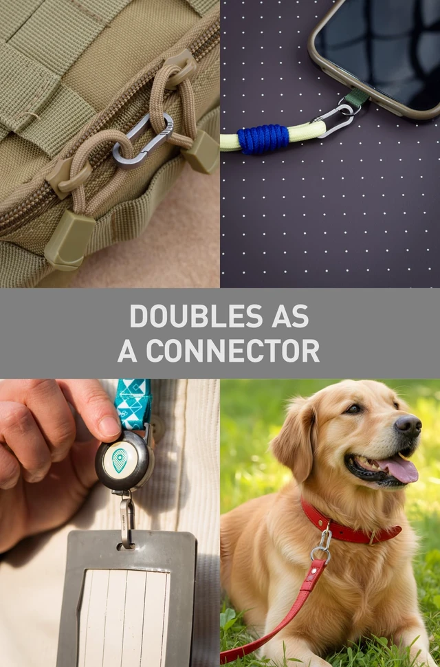 Alt view image 4 of 7 - Mini Titanium Carabiner Clip Snap Hook, 2 pcs, OLL03 | Black, Small Keychain Holder, Quick Release, Link Connector, for Bird Feeders, Dog Tag, Wind Chime, EDC Tool, Flashlight