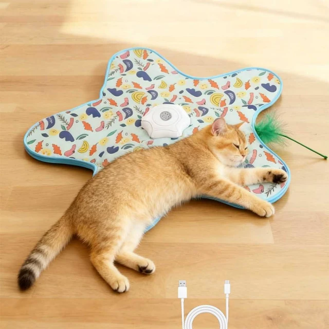 Main image of Rechargeable Automatic Cat Toy, 3-Mode Touch-Activated Interactive Toy with Random Motion, Concealed Feather & Squeaky Sound for Indoor Cats & Kittens (Yellow)
