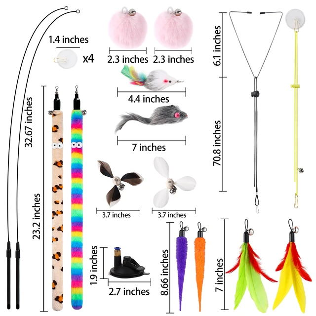 Alt view image 5 of 6 - 4in1 Interactive Cat Wand Toys with Suction Cup for Indoor Cat,12Pcs | Enhanced Suction Cup,Fishing Pole Cat Stick Toy Replacement,2 Types Door Hanging Cat String Toy for Indoor Kitten Self Play