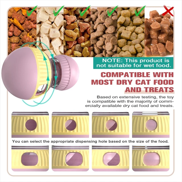 Alt view image 4 of 6 - Cat Enrichment Toy, Treat Dispenser Ball for Indoor Kitten Puzzle Toy | Adjust snack flow, switch bird-chirp sound on/off, extend playtime, curb boredom, awaken prey instincts, build active habits.