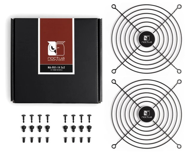 Alt view image 3 of 6 - NA-FG1-14 Sx2, Protective Steel Grill Set for 140mm Fans 2 pcs | Tool-Free Push-Pin Installation, Optional 5mm Height Offset, Minimises Turbulence for Low Acoustic Impact and Optimal Airflow