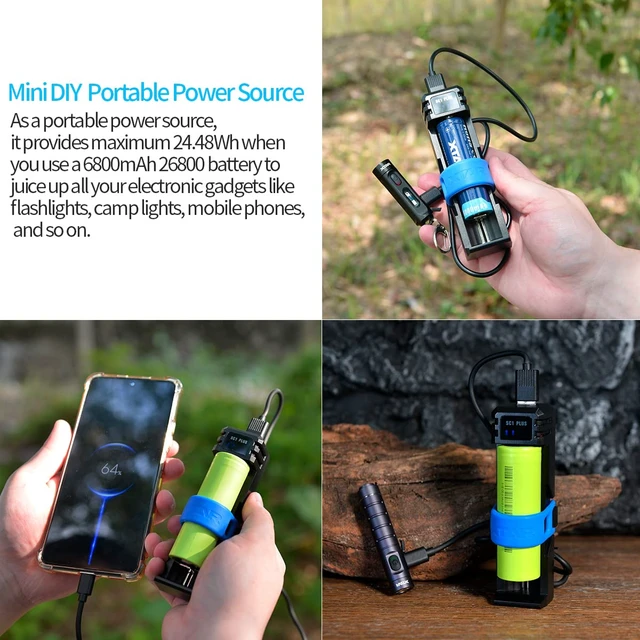 Alt view image 4 of 6 - Battery Charger SC1 Plus 18650 Battery Charger Power Ban.k Function 3A Fast Charger for Rechargeable Batteries Li-ion 18650 21700 26800 and 1.2V Ni-MH D Battery