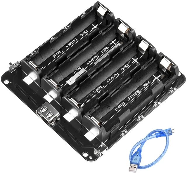 Main image of 18650 Battery Holder Li-ion Battery with 4-Compartment Support Micro USB 5V/3A 3V/1A V9 Shield Battery Charging Module with to Micro USB Charging Cable