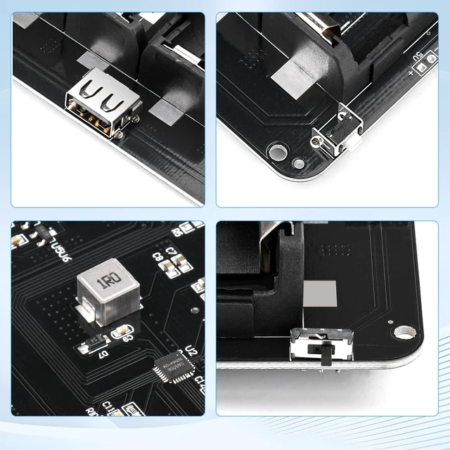 Alt view image 6 of 7 - 18650 Battery Holder Li-ion Battery with 4-Compartment Support Micro USB 5V/3A 3V/1A V9 Shield Battery Charging Module with to Micro USB Charging Cable