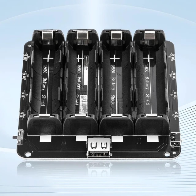 Alt view image 7 of 7 - 18650 Battery Holder Li-ion Battery with 4-Compartment Support Micro USB 5V/3A 3V/1A V9 Shield Battery Charging Module with to Micro USB Charging Cable