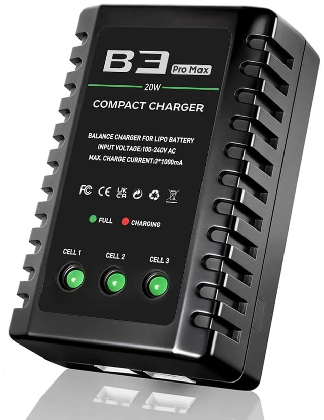Main image of LiPo Battery Charger 2S 3S Balance Charger for 7.4V 11.1V RC Toy & Model | 2-3S Compact Charger for 7.4-11.1V RC LiPo Batteries with Smart Chip, Extend Battery Life