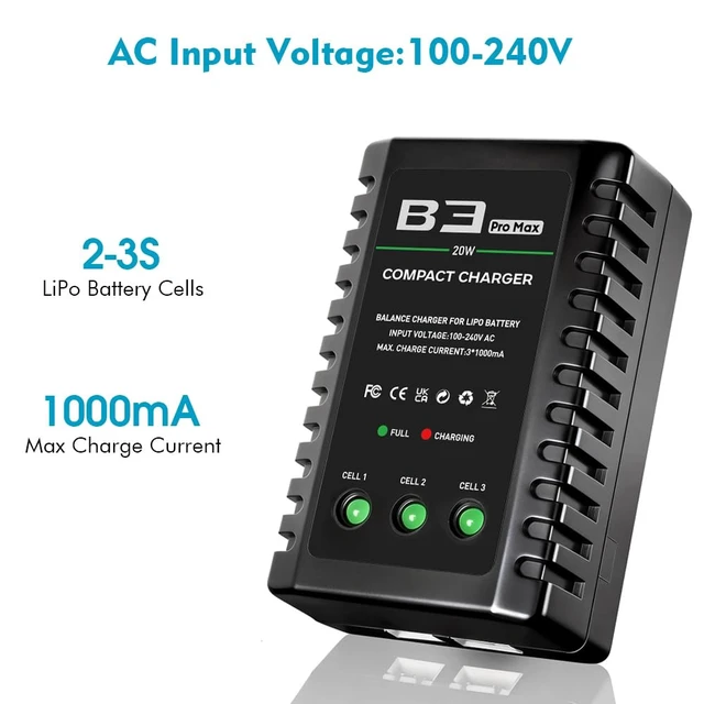 Alt view image 4 of 6 - LiPo Battery Charger 2S 3S Balance Charger for 7.4V 11.1V RC Toy & Model | 2-3S Compact Charger for 7.4-11.1V RC LiPo Batteries with Smart Chip, Extend Battery Life