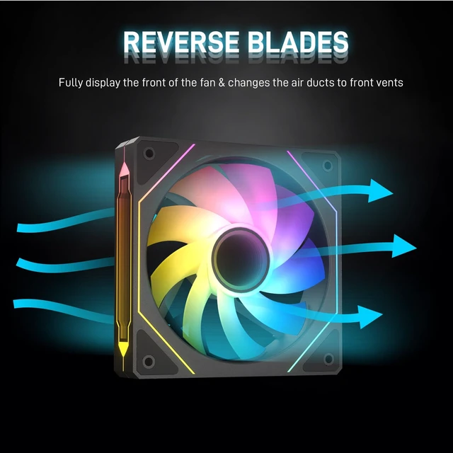Alt view image 2 of 7 - Black R120 2-Pack 120mm Reverse Blade Infinite Design PC Fan | Addressable RGB Effect, PWM Smart Control and Hydraulic Bearing for Stable Operation