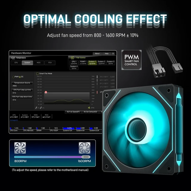 Alt view image 6 of 7 - Black R120 2-Pack 120mm Reverse Blade Infinite Design PC Fan | Addressable RGB Effect, PWM Smart Control and Hydraulic Bearing for Stable Operation