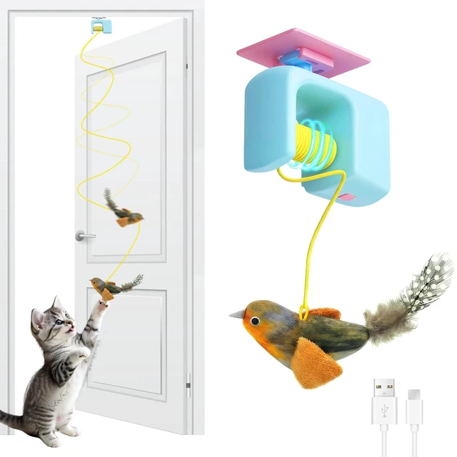Main image of Interactive Cat Toys for Indoor Cats, Automatic Hanging Door Toys Blue | for Indoor Cats,Realistic Bird with Catnip and Feather, Door Frame Self Play