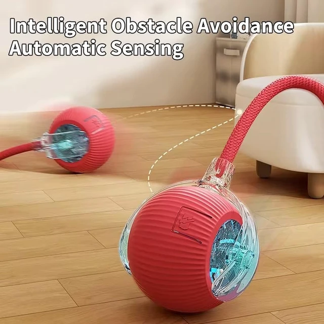 Alt view image 3 of 7 - 2025 Interactive Cat Toys for Indoor Cats - Toys Ball with Tail, Realistic Bird Chirping, Smart Obstacle Avoidance and Auto Restart,Cat Puzzle Toys for Bored Indoor Adult Cats and Dog (RED)