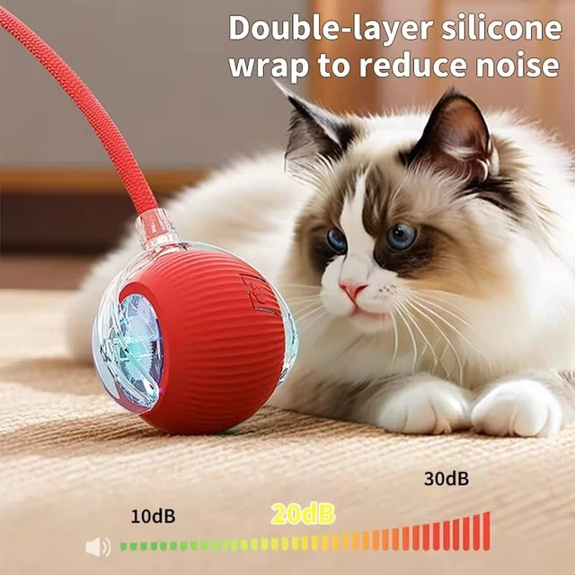 Alt view image 5 of 7 - 2025 Interactive Cat Toys for Indoor Cats - Toys Ball with Tail, Realistic Bird Chirping, Smart Obstacle Avoidance and Auto Restart,Cat Puzzle Toys for Bored Indoor Adult Cats and Dog (RED)