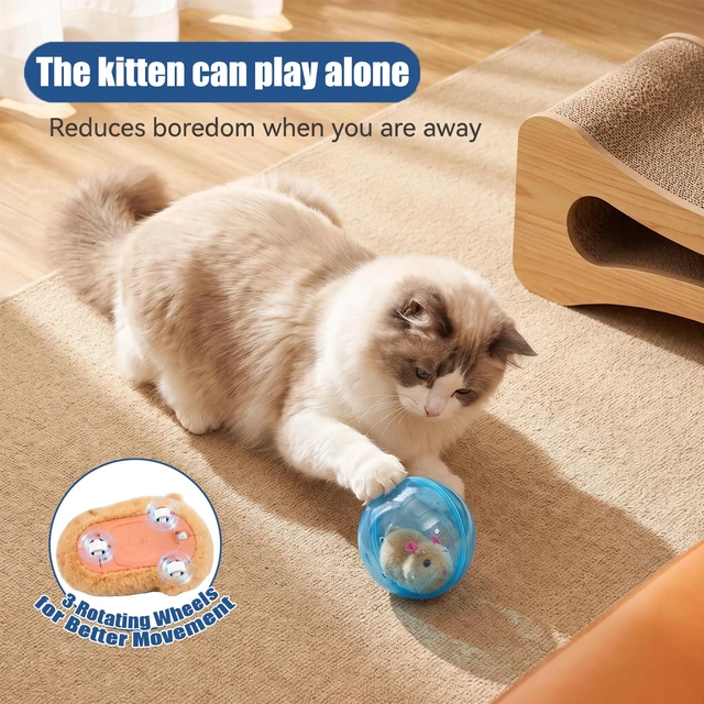 Alt view image 2 of 7 - Interactive Rolling Cat Ball,2026 New Self-Rolling Interactive Cat Ball | 360° Rolling Spin Moving Cat Ball Fun Indoor Interactive Pet Ball for Cats Dogs Chasing